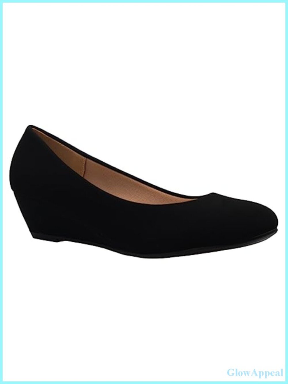Women's Close Round Toe Low Wedge Glitter Rhinestone Comfort Pumps